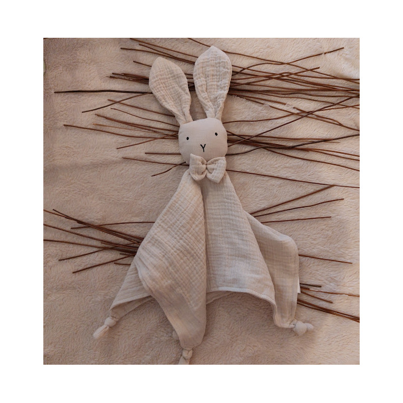 Doudou lapin en gaze de coton bio