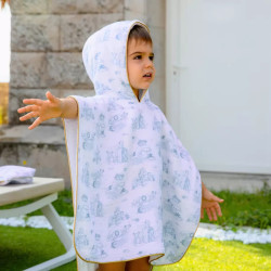 Poncho de Bain imprimé Bleu